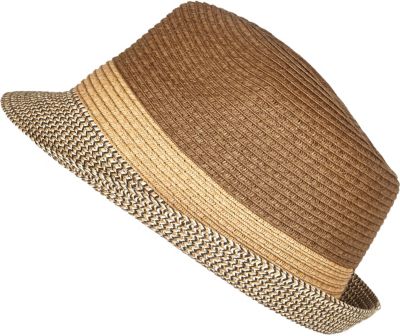 Brown straw trilby hat